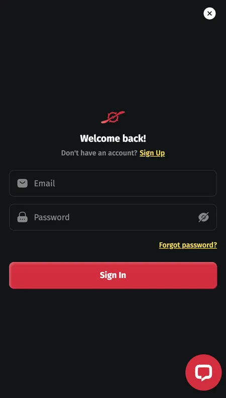 Jettbet login screen with email and password fields